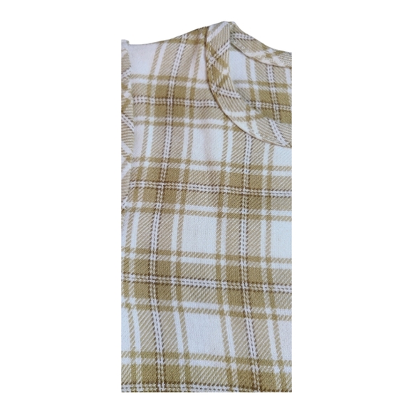 Colored Organics Sydney Flannel Long Sleeve Ruffle Dress Latte Plaid 4T - Picture 3 of 8